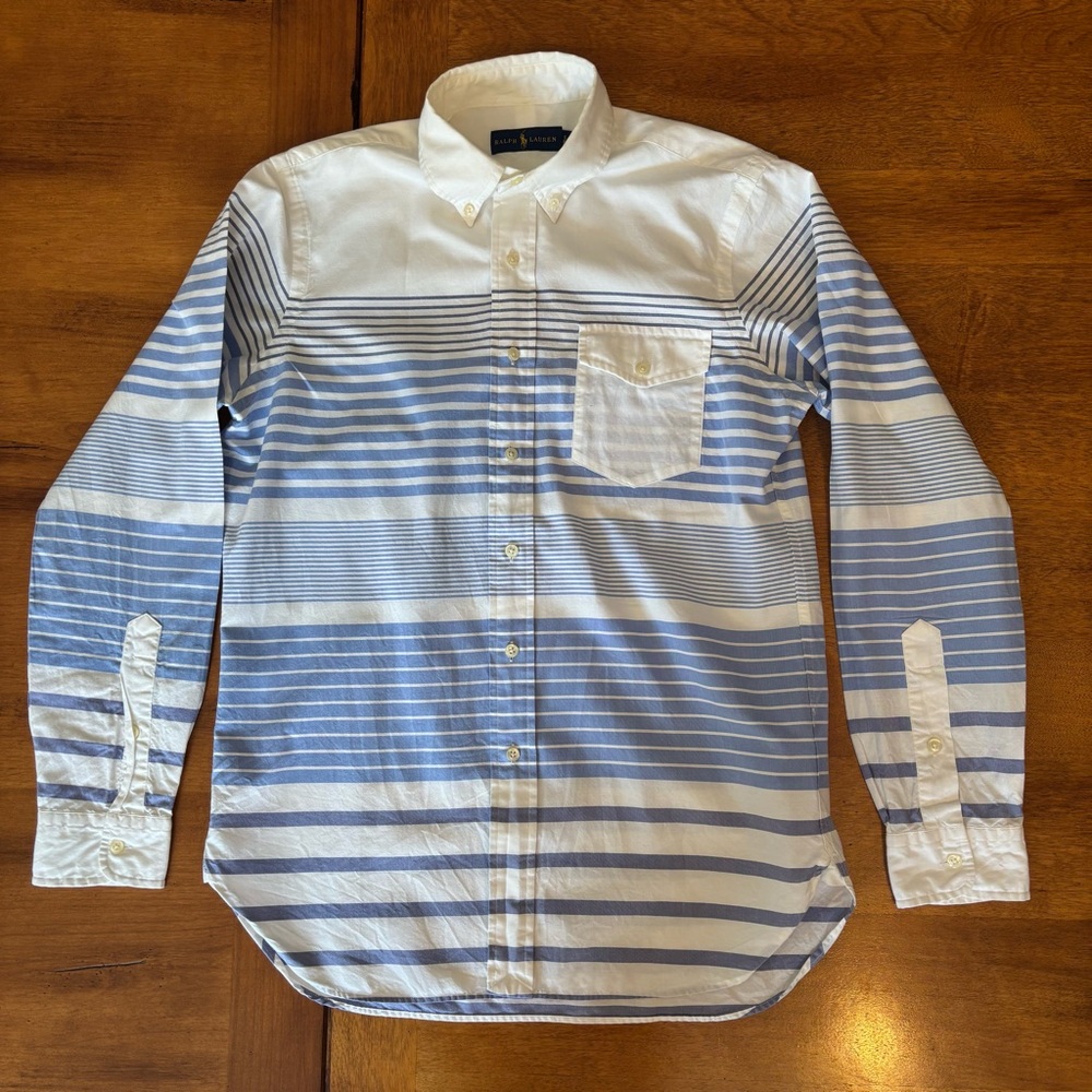 Ralph Lauren | Men's Blue and White Striped Shirt size S